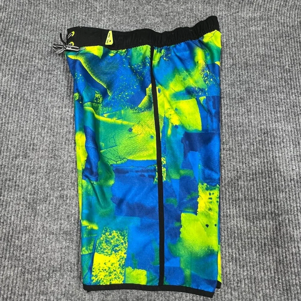 ZeroXposur Drift Swim Trunks‎ Boys XL-18/20 Neon Blue Green Drawstring Pockets